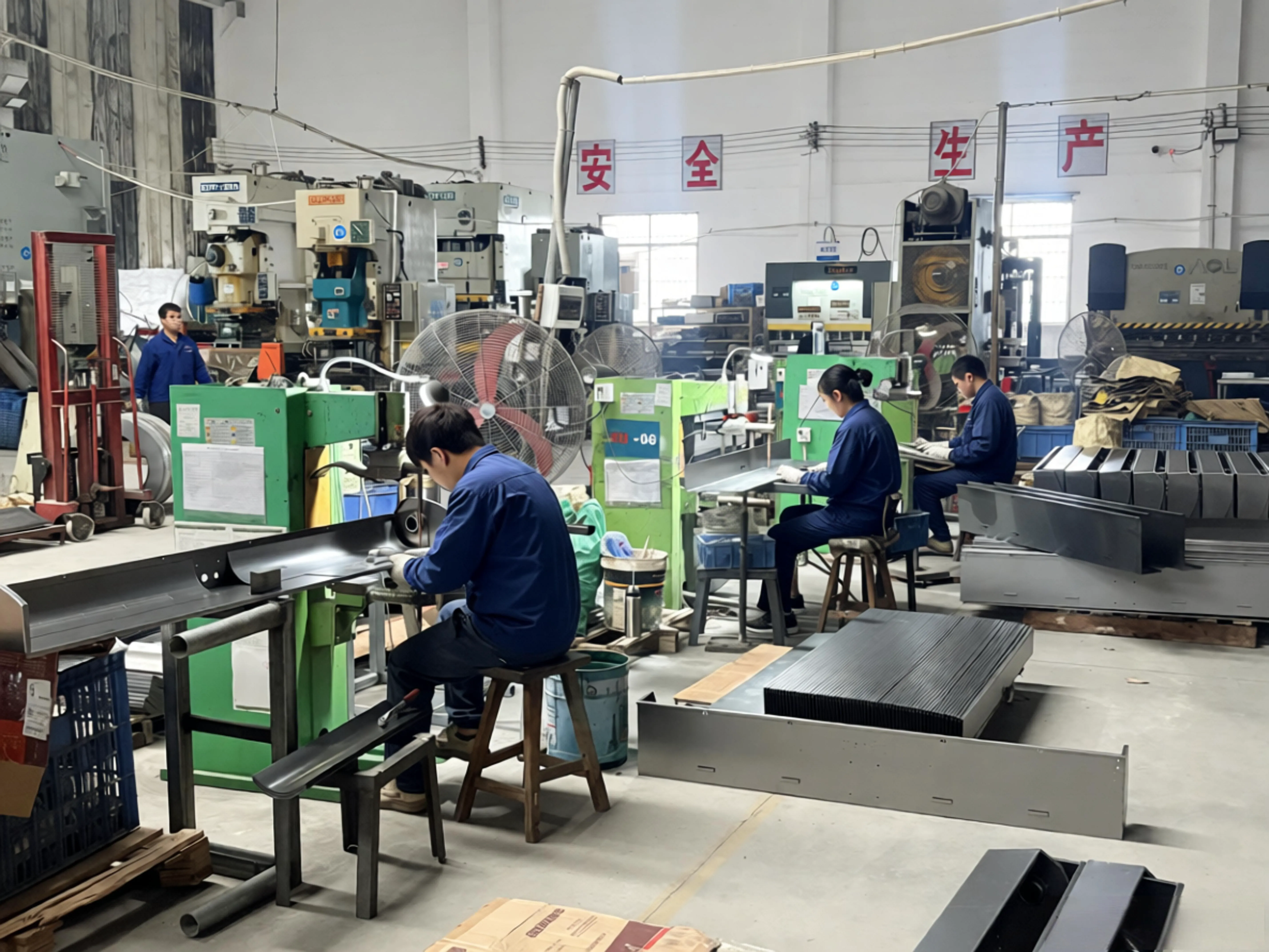 Welding the side panels of the air curtain.