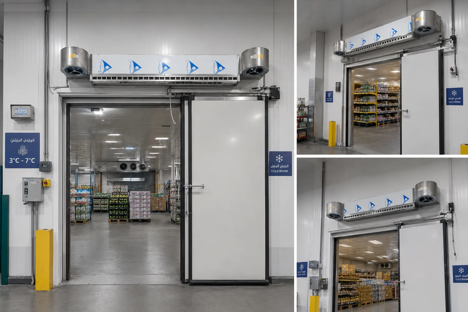 Cold room entrance with air curtain
