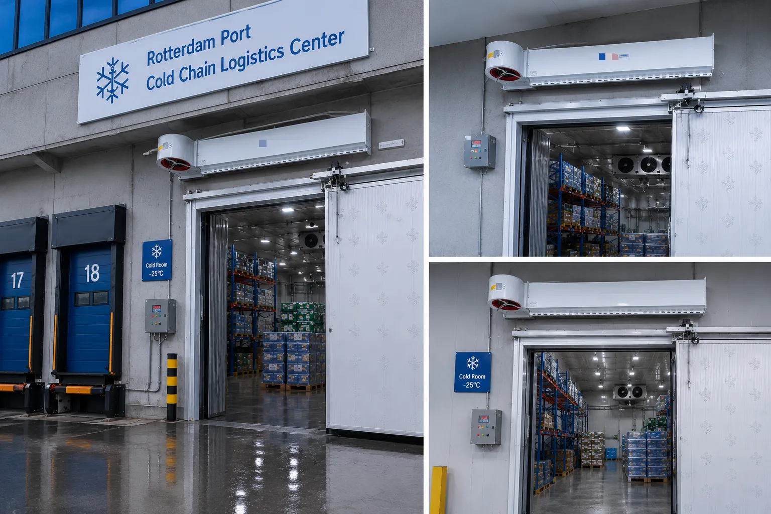 Cold chain logistics center entrance with huangxi cold storage air curtain