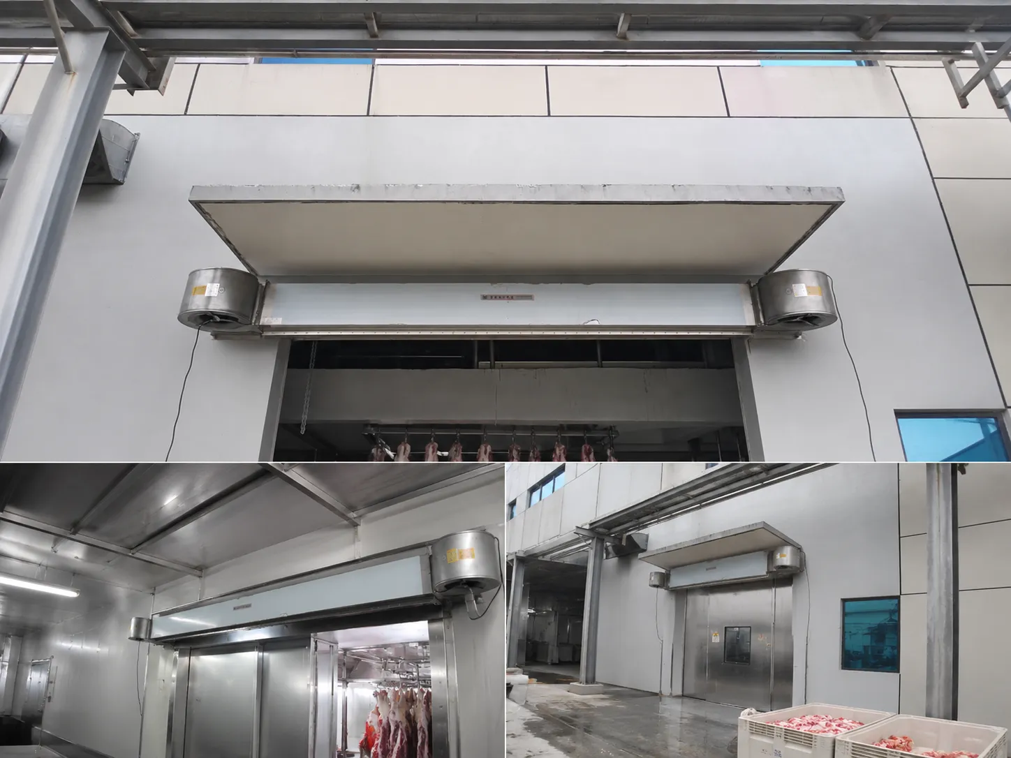 Meat processing facility cold storage air curtain