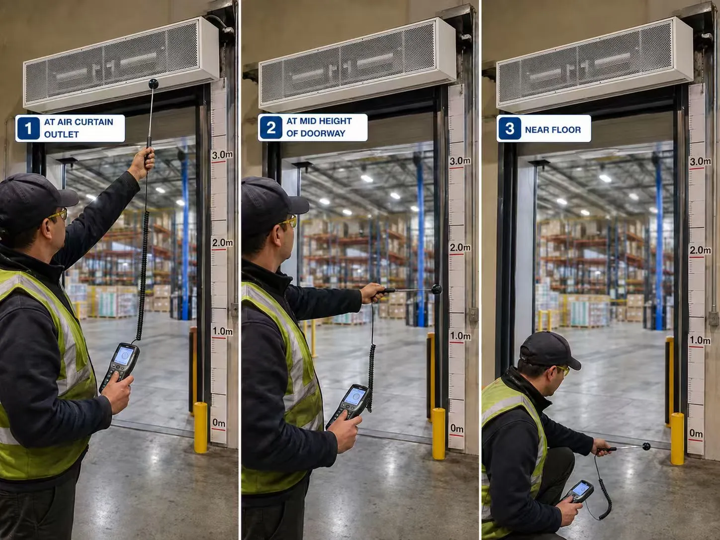 Air Curtain Velocity Testing Three Heights