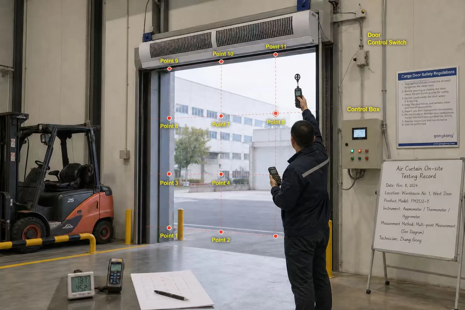 Industrial Air Curtain Multi Point Performance Test